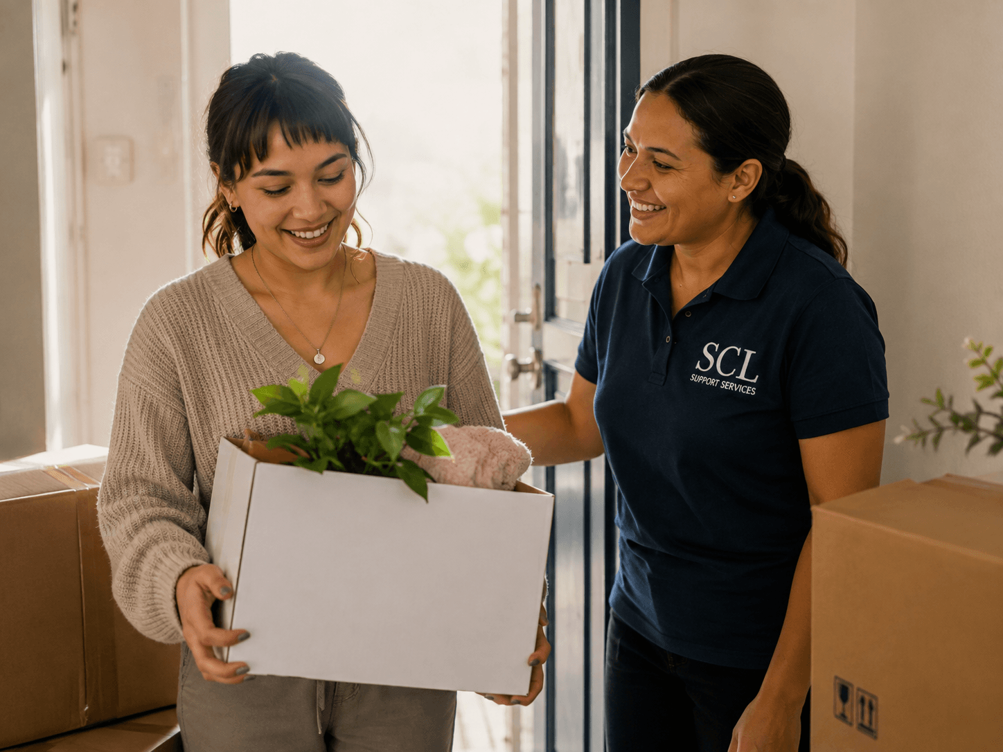 Participant and SCL support worker moving forward through a major life transition.